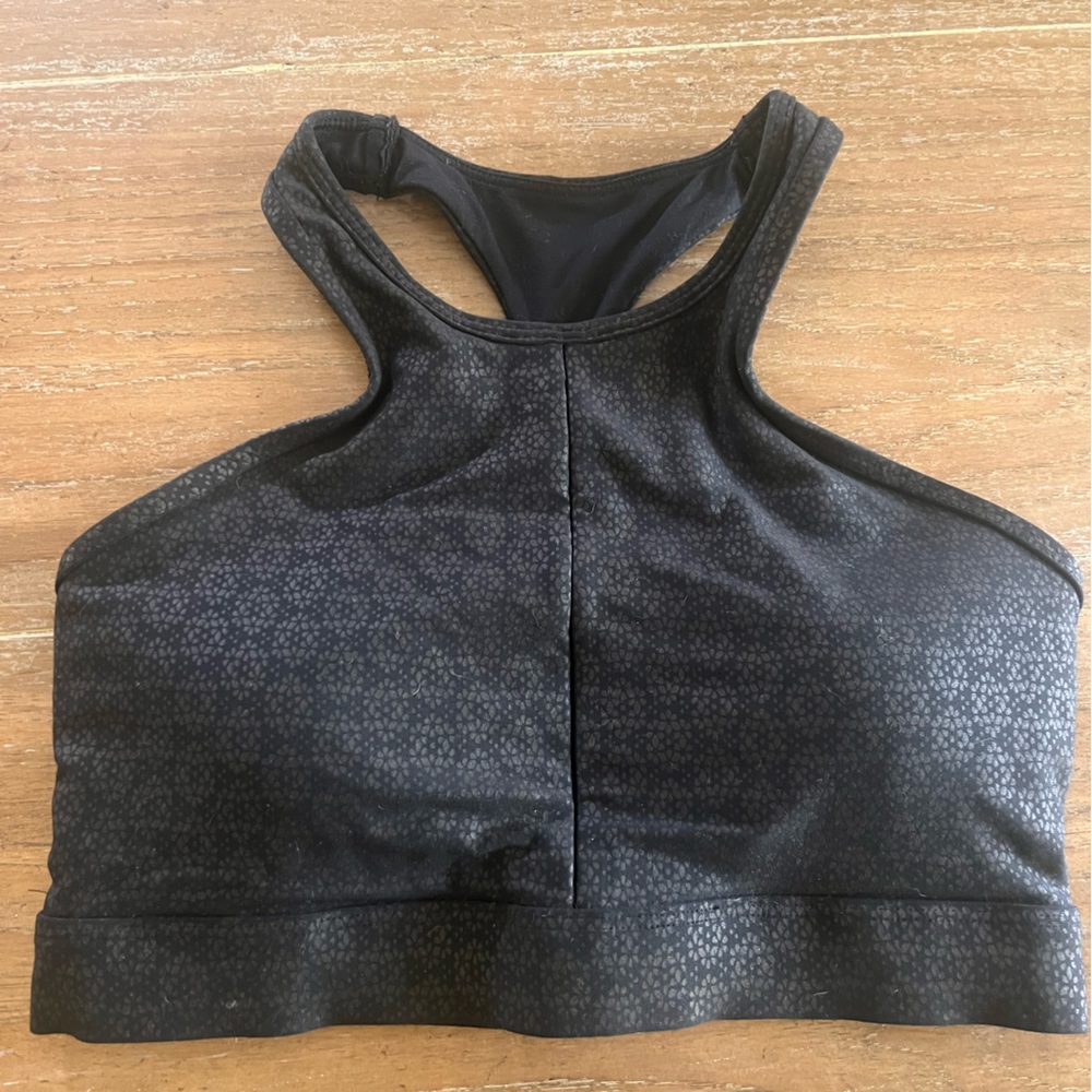Black Patterned Sports Bra